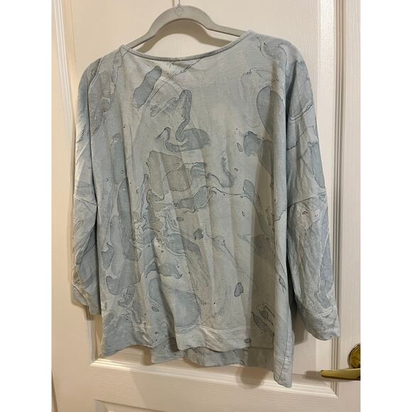 Pure J.Jill Blue Marbled Top Blouse - Picture 3 of 10